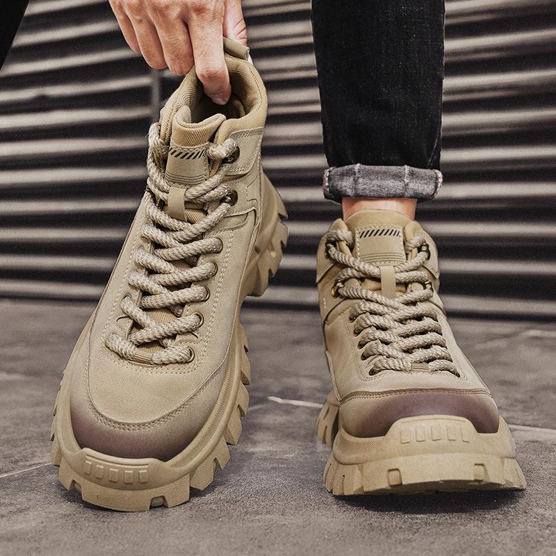 Autumn and winter new casual Martin boots men's shoes high-top tooling shoes heightening men's outdoor sports hiking shoes short boots