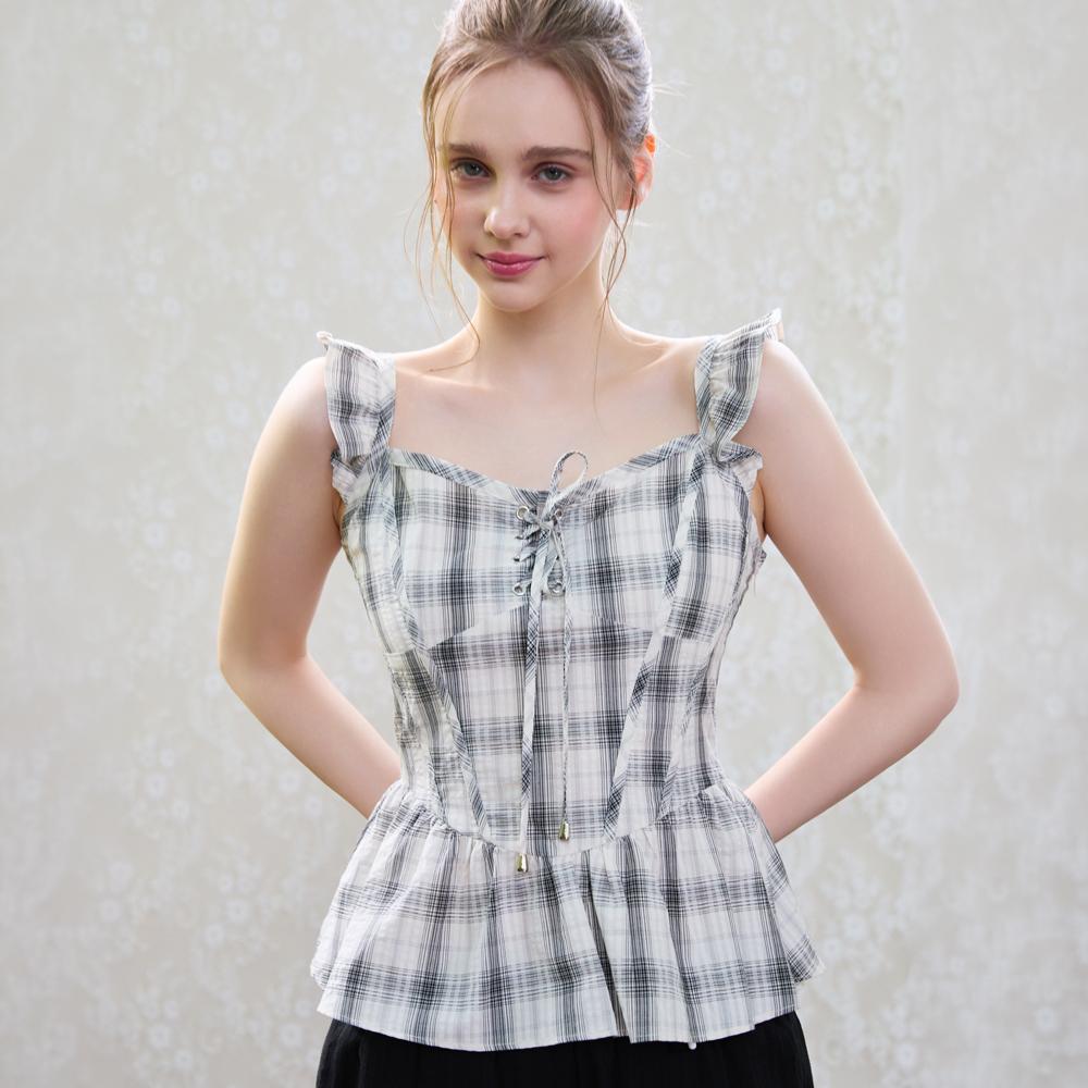 Egoiseuteu [Blue Label] Check Corset Sleeveless Blouse Es2Obl03