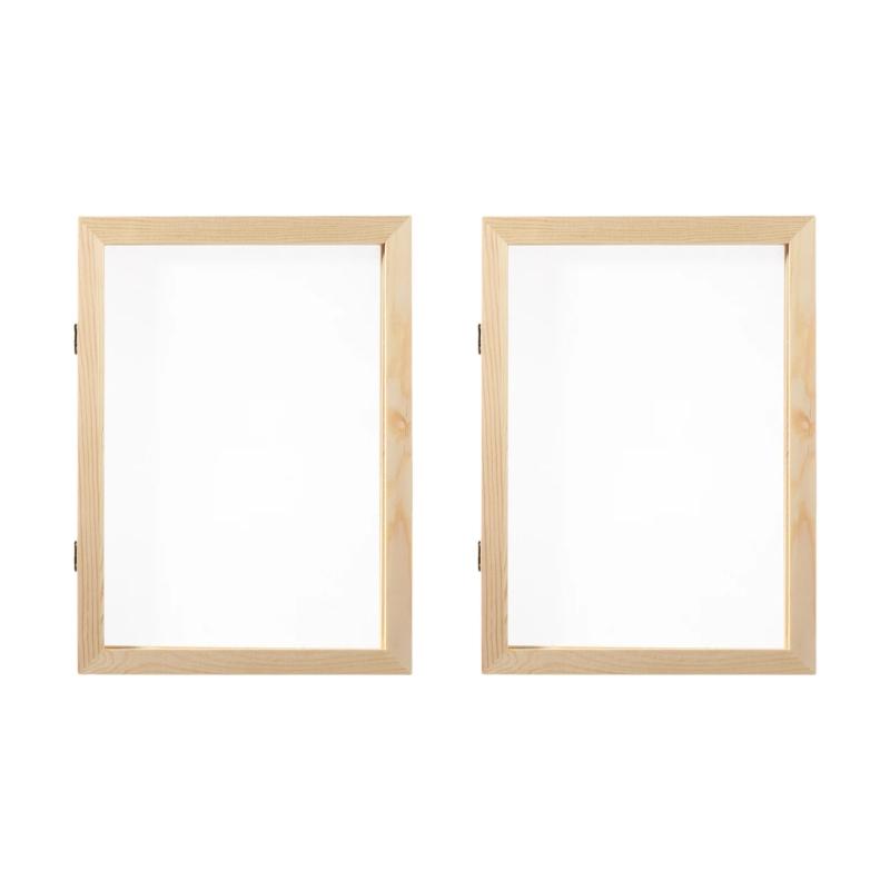 Pack of 2 Multifunctional Wood Paper Making Mold Screen Papermaking Frame for Handmade Craft Projects and Creative Gift