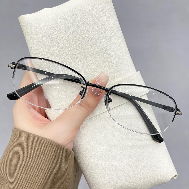 New Fashion Metal Half-frame Reading Glasses Ultralight High-definition Blue Light Blocking Presbyopia Glasses for Women and Men