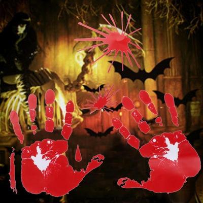 Halloween Bloody Hand Print Window Clings Stickers Party Decorations Prop Sheet Top Sale