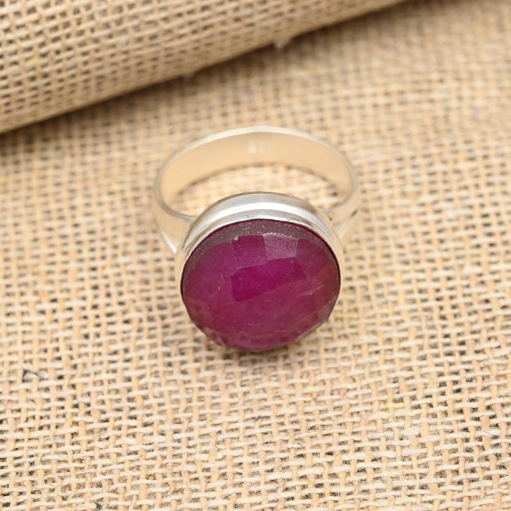 Kashmiri Red Ruby Gemstone Handmade Solid 925 Sterling Silver Ring Jewelry