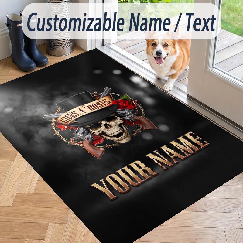 Custom Text Printed Rug Guns N’ Roses Non Slip Floor Carpet For Home Room Decor