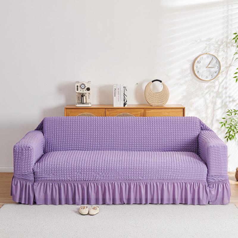 Four Seasons Wind Bubble Gauze Sofa Skirt, Thick & Fully Wrapped, High-End Elastic Cover for Lazy Person