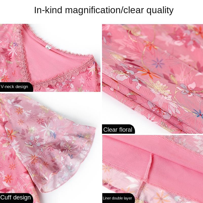 Frauen Sommer Casual Kleid Damen Mittleren Alters Print Kurzarm Plissee Kleider Weibliche Vintage V-Ausschnitt Vestidos