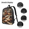 3Pcs Monkey Punch Baby Monkey Holding Toy Backpack Set for Kids Pencil Boxes Bookbag Sets with Lunch Box