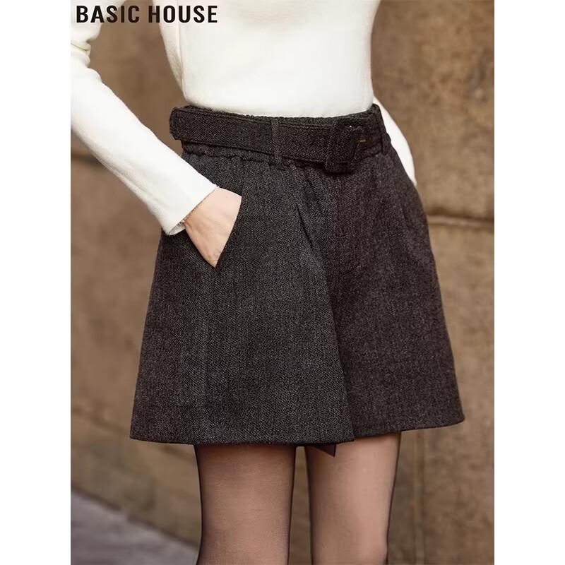 Basic House Women s Wool Blend High-Waist A-Line Shorts XL