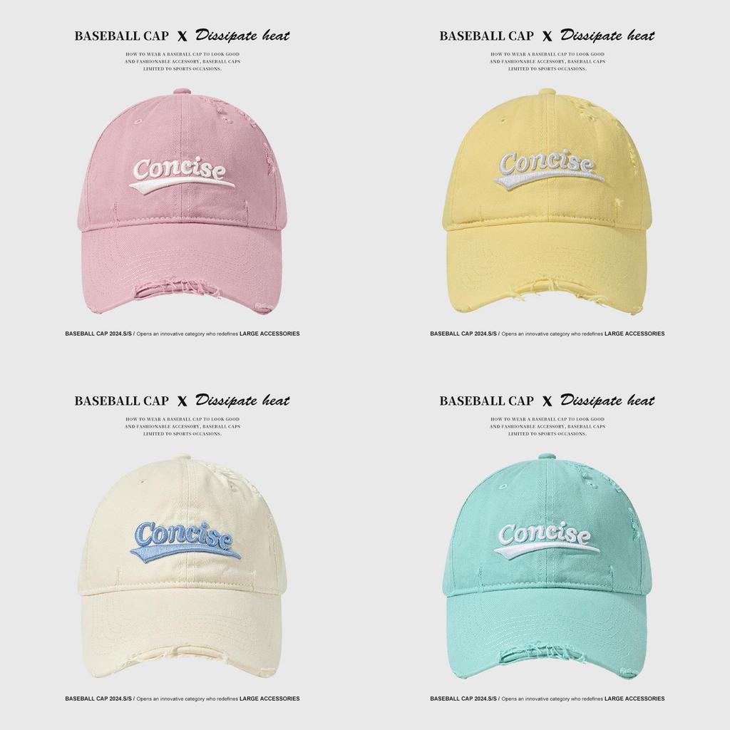 Adjustable Cotton Cap With Retro Font Embroidery And Sun Protection For Outdoor Activities