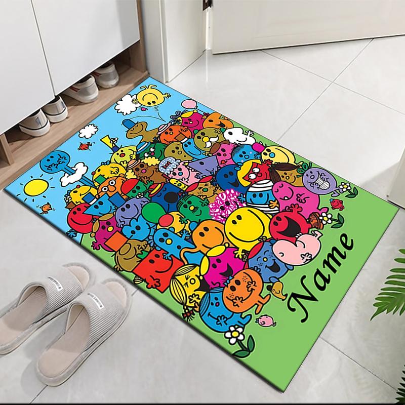 Custom Name Mr. Men and Little Miss Printed Carpet, for Office Chair Living Room Bedroom Kitchen Room Decor Gifts.