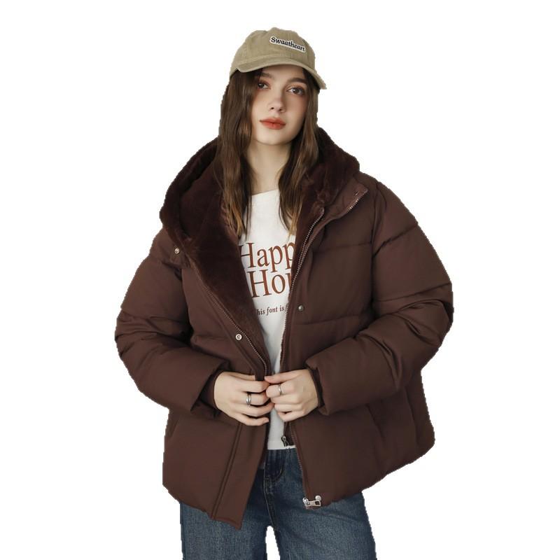 Winter New Women's Fake Two-piece Splicing Plush Hooded Cotton-padded Clothes