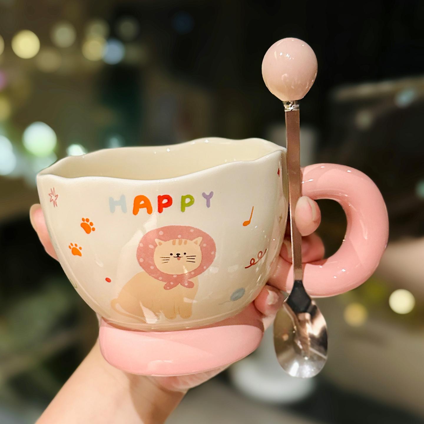 

Cartoon Animal Ceramic Mug Cute Children S Home Breakfast Milk Oat Cup High Value Water Cup Souvenir 330ml