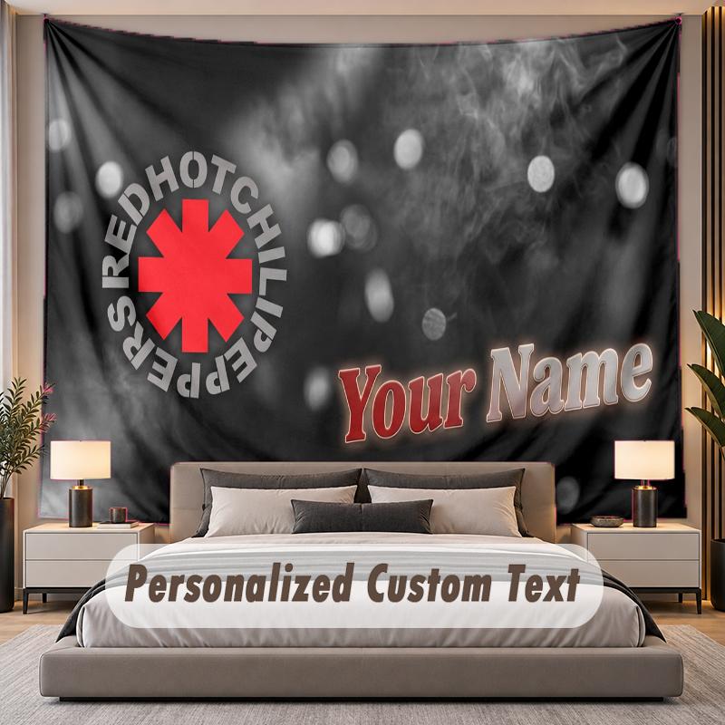 Custom Name Text Tapestry Red Hot Chili Peppers Personalized Polyester Wall Tapestry For Bedroom And Room
