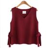 Gilet Cardigan da Donna in Maglia Scollo a V Senza Maniche con Dettaglio Fiocco Vestibilità Larga Top Invernale da Sovrapporre