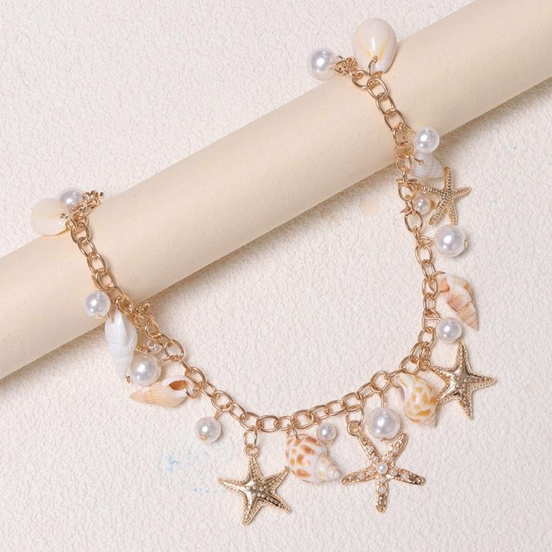 Lightweight Bag Accessory Shell Starfish Imitation Pearls Key Ring For Purse Or Phone Handmade Purse Accessories
