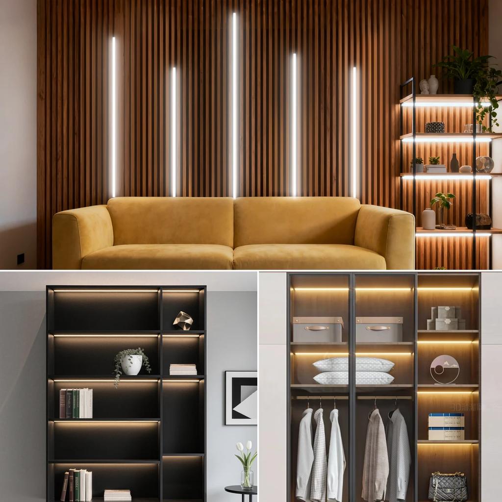 24V COB LED Strip Under Cabinet Light Neon Tape with Touch Dimmable Swtich for Closet Showcase Shelf Wall Acoustic Panel Decor