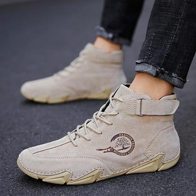 Men's High Top Casual Shoes Made of Ultra-fine Fiber Material Flat Bottomed Sporty Style Korean Version Sporty Fashion Larg