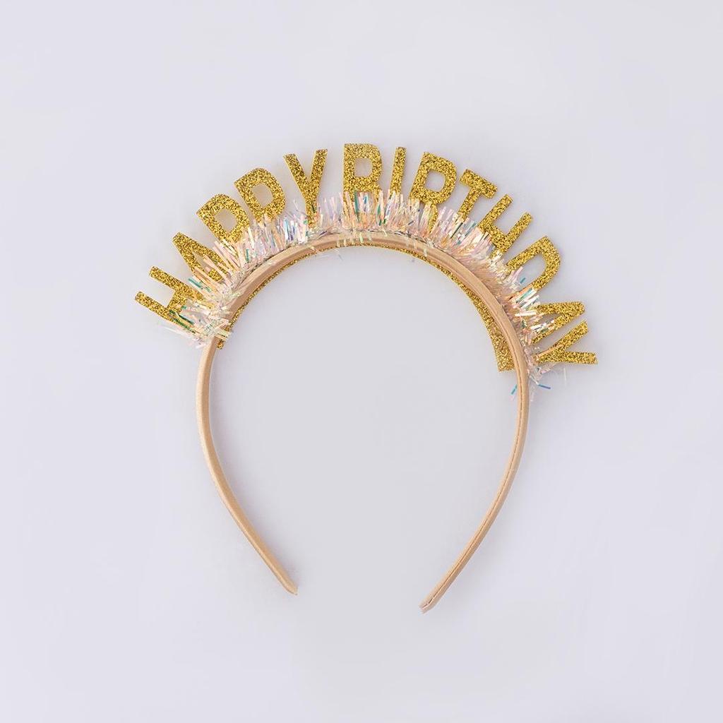 Colorful Glitter One-Year-Old Birthday Headband & Hat - Perfect Party and Photo Prop