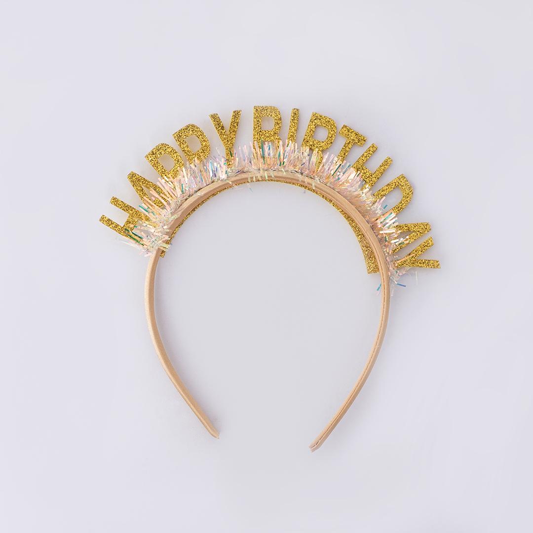 

Colorful Glitter One-Year-Old Birthday Headband & Hat - Perfect Party and Photo Prop