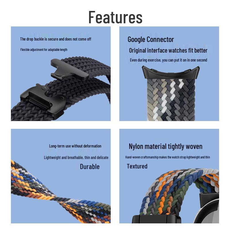 Braided Nylon Paracord Watch Band for Google 41MM/45MM