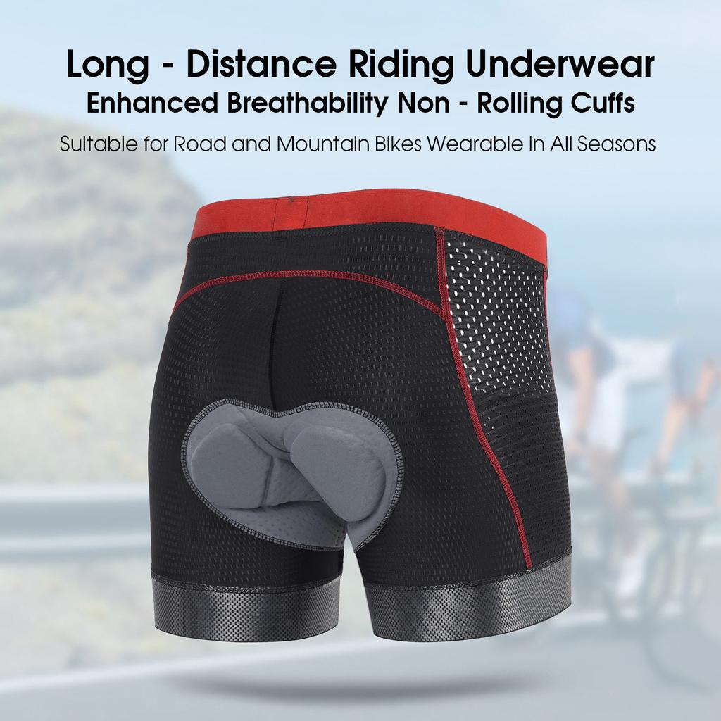 Gepolsterte Fahrradshorts für Herren Hohe Elastizität Schnelltrocknend Atmungsaktiv Silikonpolster Radhosen Schwarz mit Roter Linie Asien