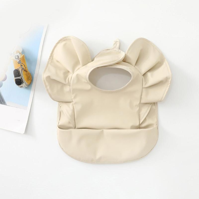 Niedliches Lätzchen in Form einer fliegenden Ärmel mit wasserdichter Schicht, verstellbares Spucktuch für Baby 6-36 Monate