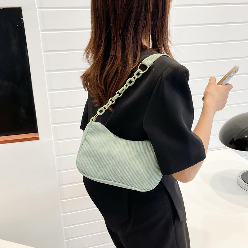 Minimalist Corduroy Crossbody Bag for Women, Single Strap Shoulder Tote, Zipper Closure Mini Square Handbag, Soft Casual Daily Purse