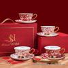 European Elegant Bone China Coffee Cups - Light Luxury Rose Design