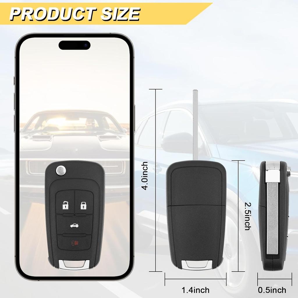 Key Fob for 13-19 Buick Encore/11-17 Regal/ 10-19 Chevy Equinox/ 13-16 Malibu/ 14-19 Impala/ 12-18 Sonic/ 10-18 GMC Terrain Keyless, OHT01060512, 2Pcs