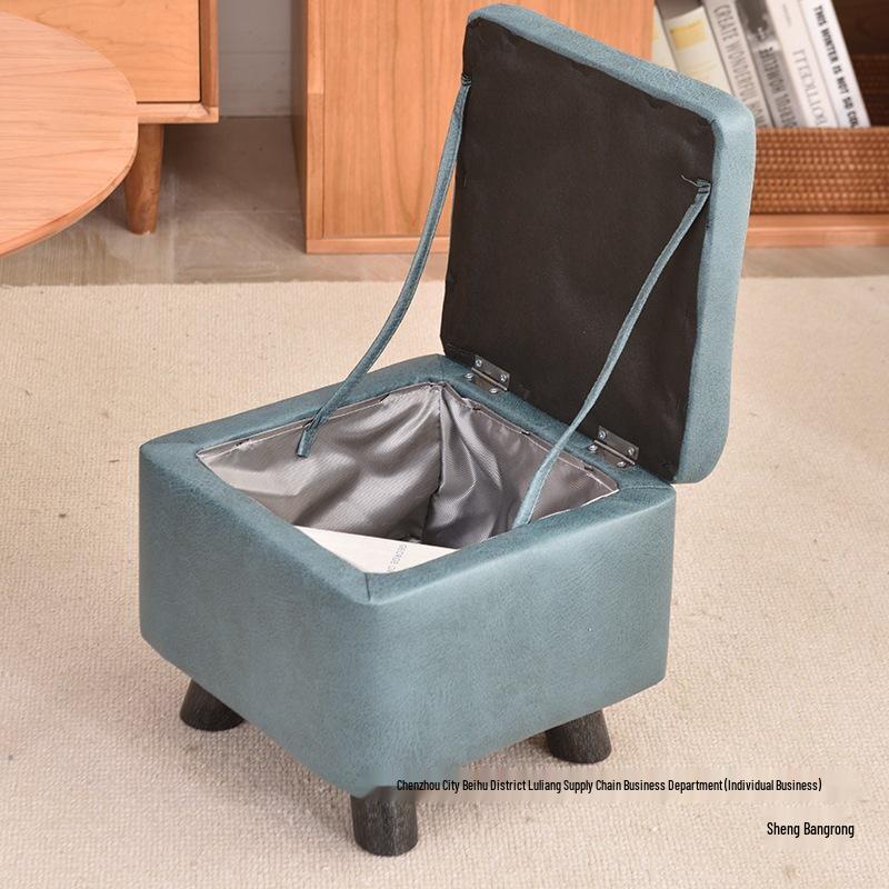 Small Solid Wood Storage Stool for Living Room - Coffee Table, Sofa Footstool, Shoe Changing Station