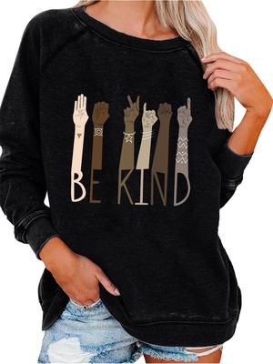 Women's Spring/Fall Sweatshirt Women's Personality Print Top Oversized Pullover Sweatshirt Versatile Sweatshirt