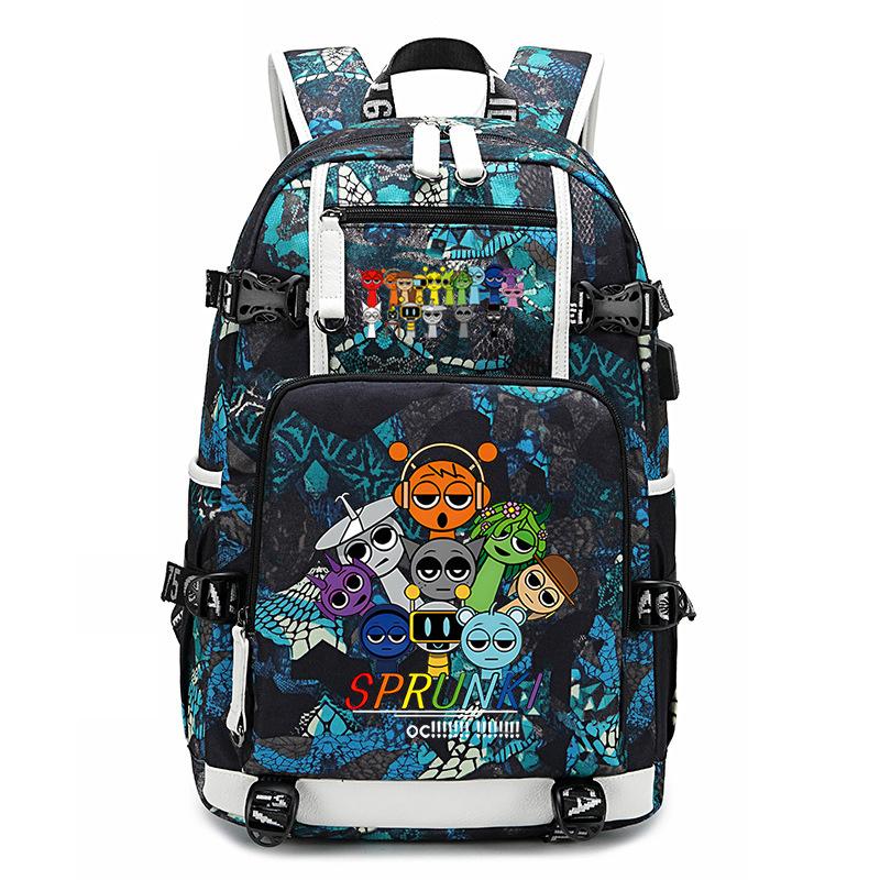 Sprunki Music Box Game School Bag Cute Cartoon Printing Trend College Style Large Capacity Backpack