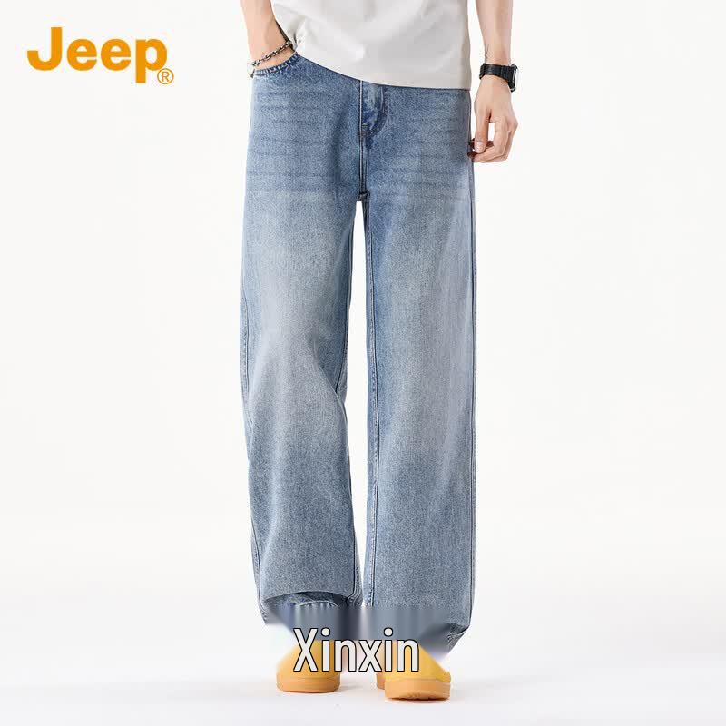 JEEP Men's High-Street Summer Thin Loose Straight-Leg Jeans
