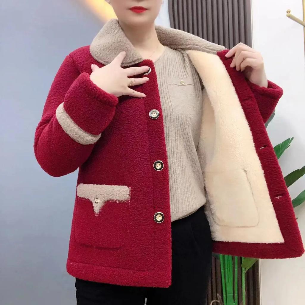 Women Winter Fur Lambswool Polar Fleece Plus Velvet Padded Jacket Coat Female Outerwear Parkas