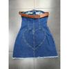 Export Pure Original Los Angeles Single Sexy Big Sexy Tube Top Package Hip Denim Blue Big Belt Sheath Raw Edge Dress