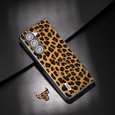 ABEEL For Samsung Galaxy Z Fold5 5G Leopard Pattern Case Anti-Scratch PU Leather+PC Phone Cover