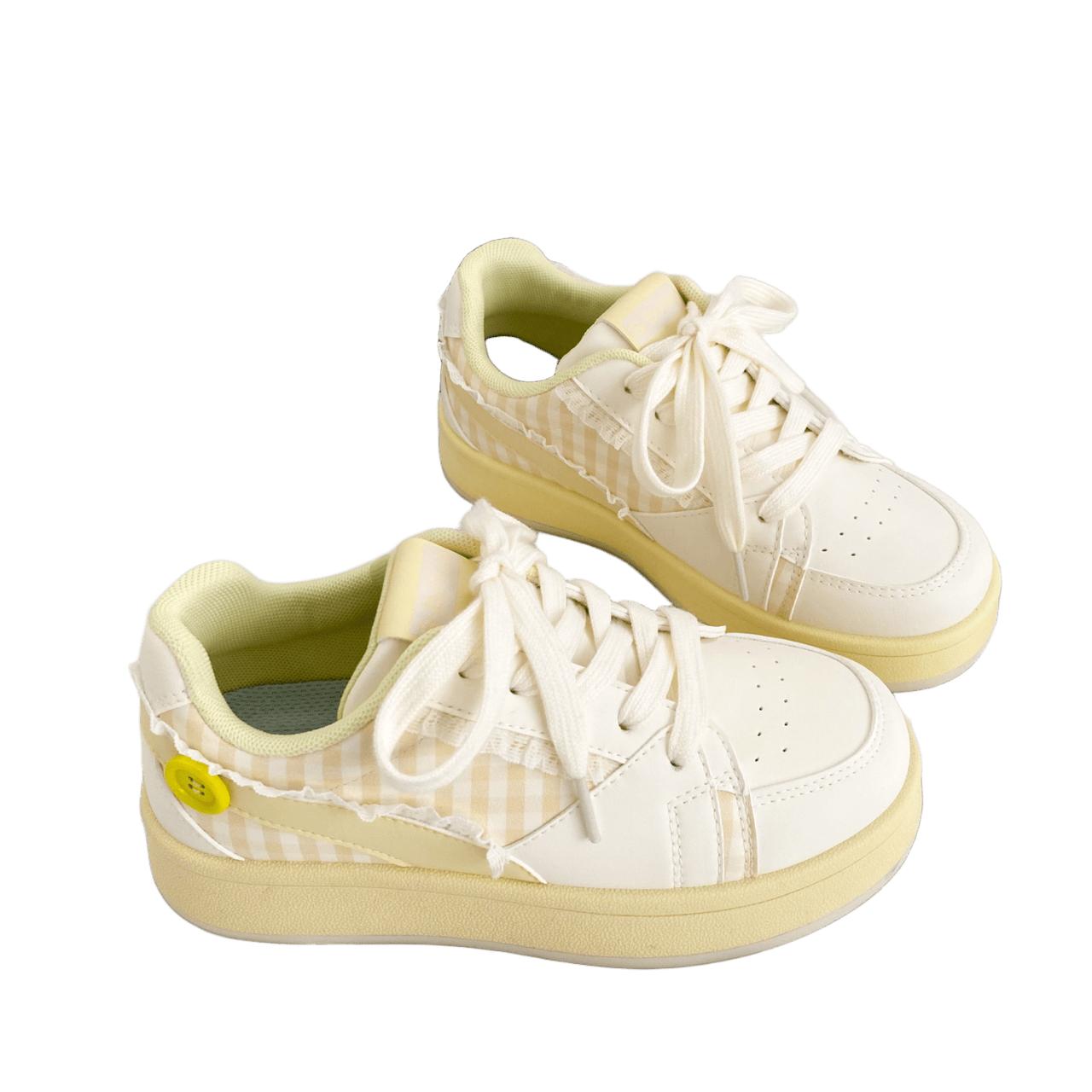 

Spring and Autumn New Casual Minority Bread Shoes Children Sakura Pink Shoes with Thick Bottom and Lace Edge White Kids Shoes 37