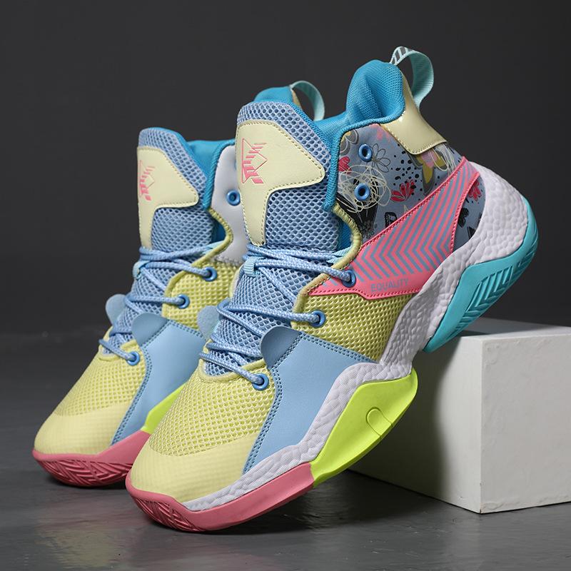 Zapatillas de baloncesto nuevas para primavera y invierno, zapatillas deportivas reales, combinación de colores, de caña alta, suela blanda, zapatillas de moda para parejas