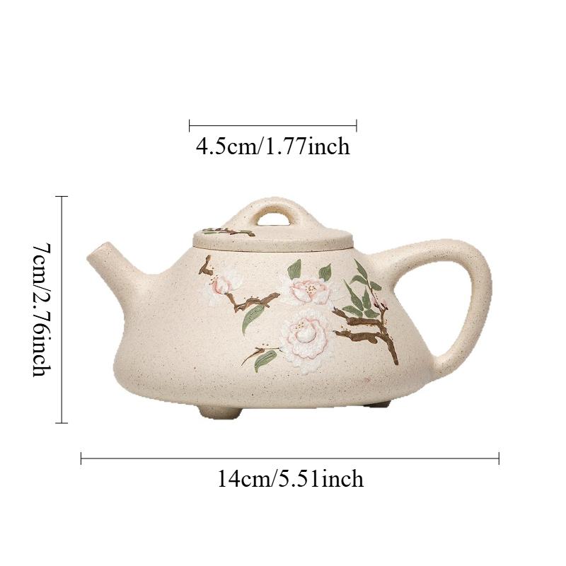 250ml White Clay Purple Clay Teapot Chinese Painted Stone Ladle Pot Household Large Capacity Teapot Guanyin Pu Erh Tea Pot
