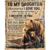 Soft Flannel Throw Blanket Bear Family Inspirational Letter Print Lightweight Cozy Warm Sofa Bed Gift for Daughter