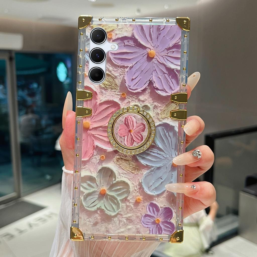 For Samsung Galaxy A55 5G Case Stylish Flower Butterfly Pattern Ring Kickstand TPU+PC Phone Cover