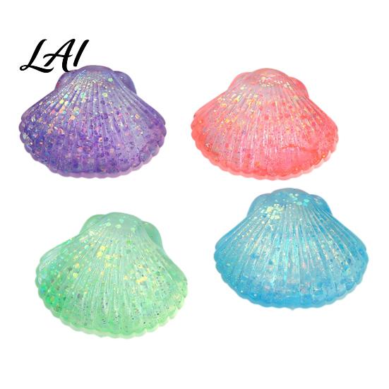 Portable Stress Reliever Mini Glitter Shell Squeeze Toy Relief Sugar Ball TPR Fidget Soft Stretchy Transparent Ocean Sensory Toy Relaxation