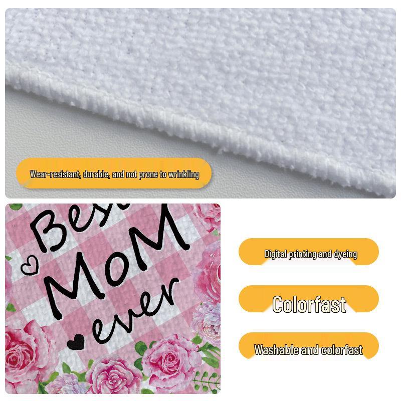 Mother's Day Pink Plaid Floral Kitchen Dishcloth Gift