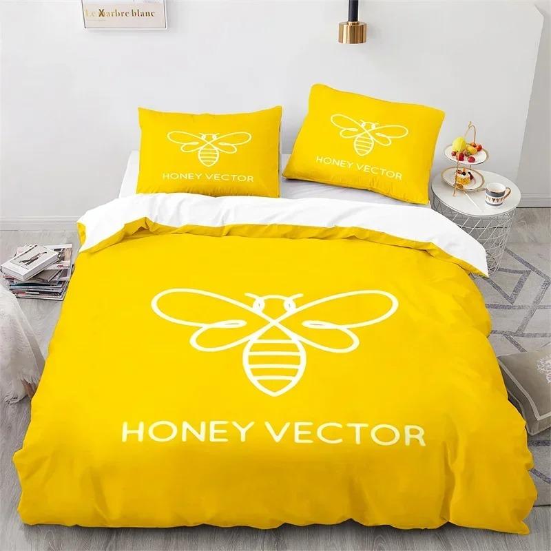 Comforter Cartoon Bee Insect Honeybee Bedding Set Microfiber Wild Animal Comforter King For Teens Boys Kawaii Home Decor