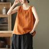 Women S Summer Cotton Linen Sleeveless Loose Embroidered Tank Top For Inner Outer Wear