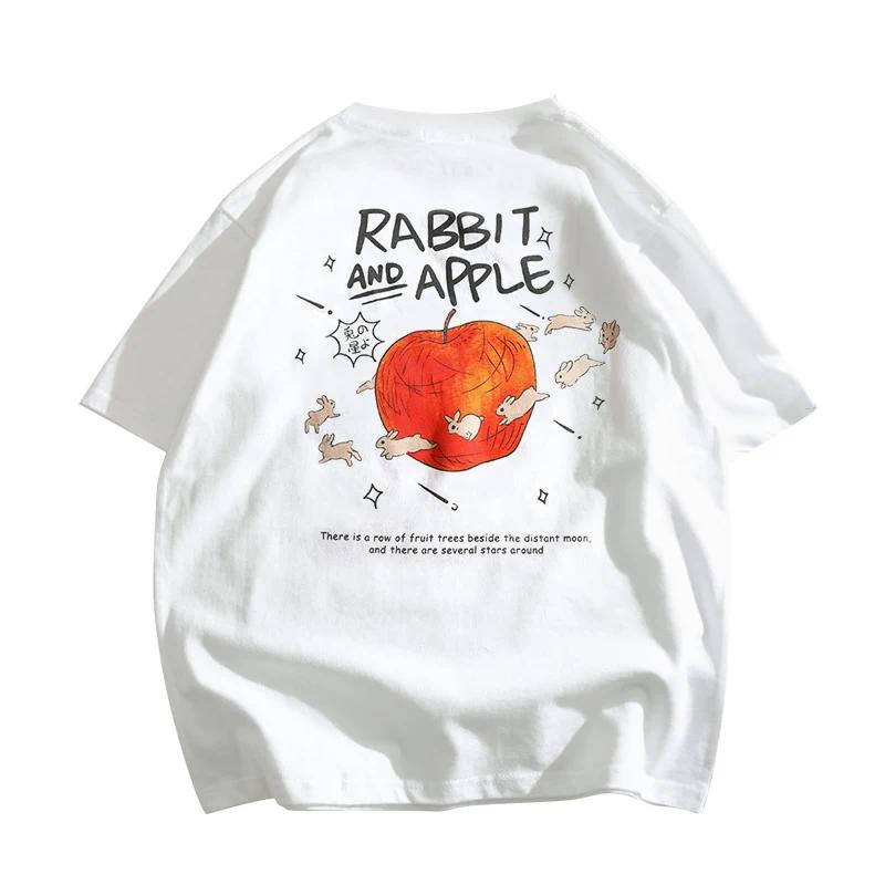 Retro Trend Versatile T-shirt With Short Sleeves Summer Fashion Label Ins For Student Couples Half Sleeved Top For Men Women