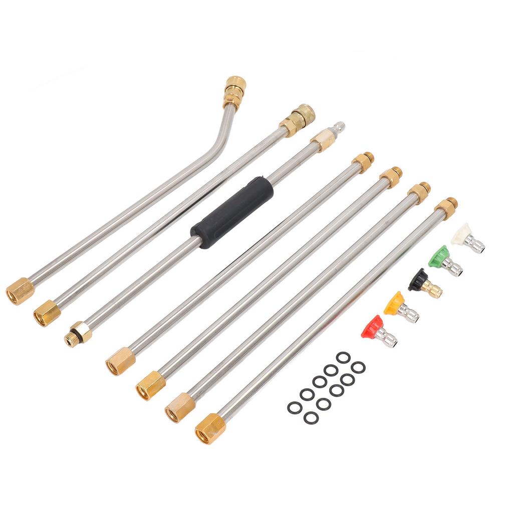 High Pressure Power Washer Extension Wand Set 4000PSI Gutter Cleaning Tool with 5 Nozzle Tips for Car
