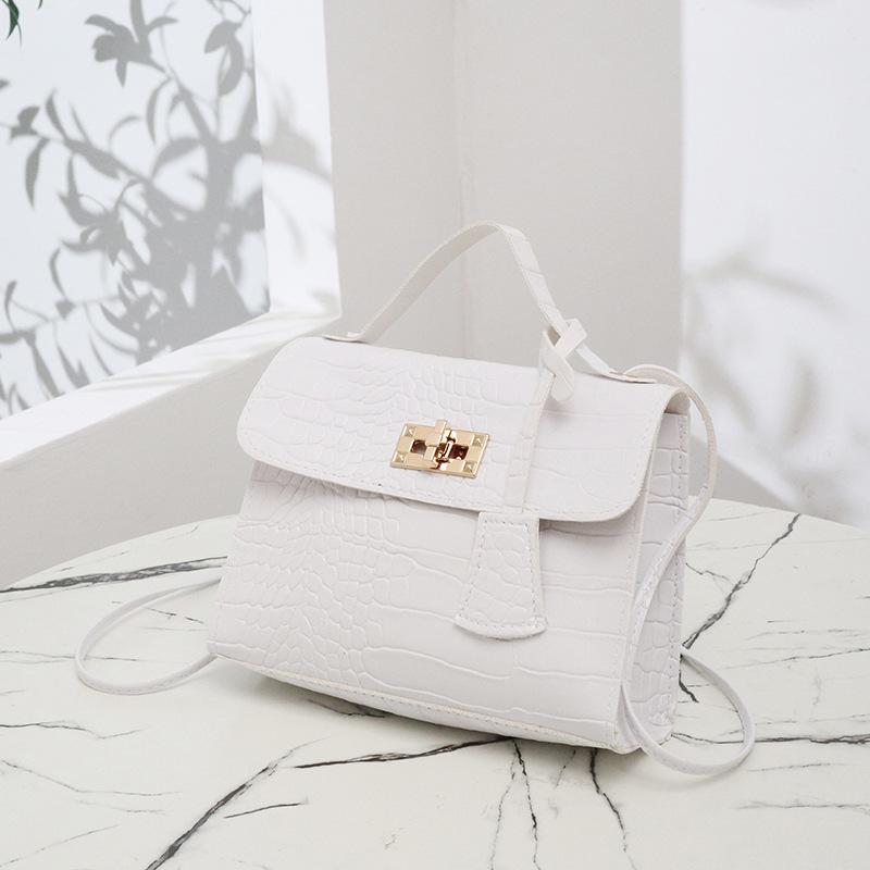 Stone pattern small bag, new fashion women's bag, shoulder messenger bag, retro casual small fresh lock small square bag