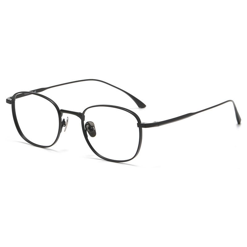 Designer Hand-made Japanese Retro Pure Titanium Glasses Frame Men's Myopia Glasses with Degree of Blue Light Protection