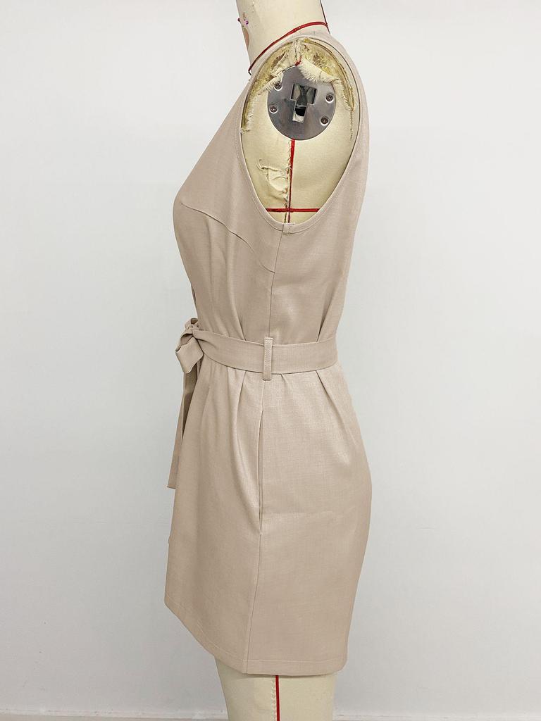 2026 Spring/Summer Women's V-Neck Solid Sleeveless Jumpsuit for Daily Commute
