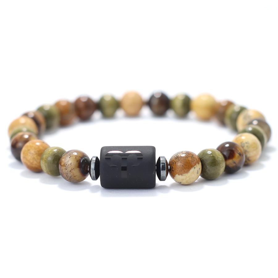 Twelve Zodiac Signs Beaded Bracelet Natural Hematite Tiger Eye Stone Braclet Men Women Buddha Beads Yoga Healing Couple Braslet